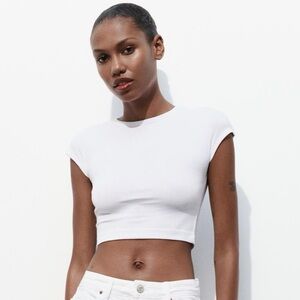 zara white crop top